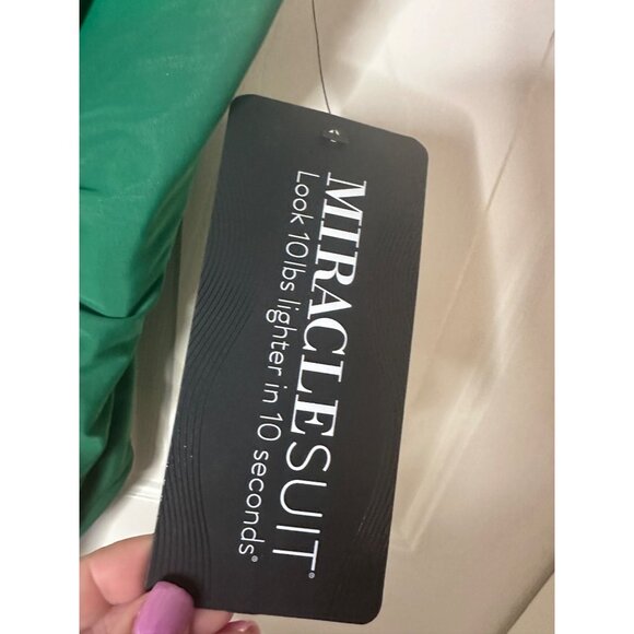 New Size 12 Miraclesuit Womens Green Oceanus One-Piece Swimsuit Draped Slimming - Picture 3 of 7